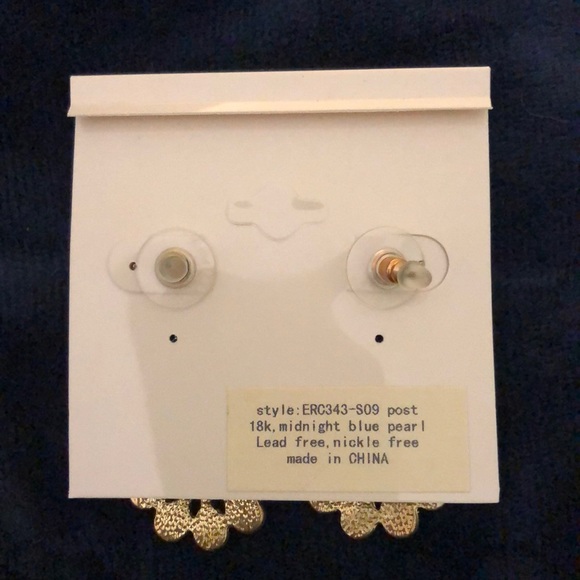 BNWT Blue and gold hanging earrings - Picture 2 of 3